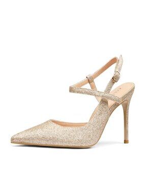 Women's Slingback Pumps 4IN Stiletto Heel Ankle Strap Closed Pointed Toe Work
